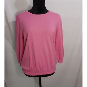Women's Elle Barbie Pink w/ Raised Bubble Dot's 3/4 Sleeve Sweater Size XL